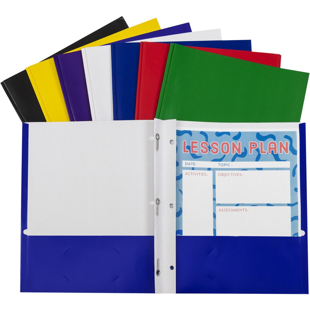 Portfolios, Report Covers & Pocket Binders; Color: Red, White, Yellow, Blue, Purple, Black, Green; Overall Width: 8.5 in; Overall Length: 11 in; Material: Paper