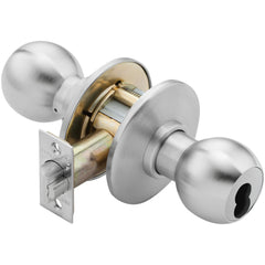 Knob Locksets; Type: Entrance; Key Type: Keyed Different; Material: Metal; Finish/Coating: Satin Chrome; Compatible Door Thickness: 1-3/4" to 2-1/4"; Backset: 2.75; Lockset Grade: Grade 1