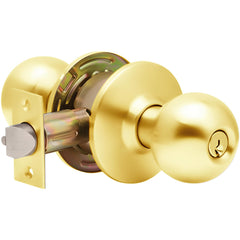 Knob Locksets; Type: Entrance; Key Type: Keyed Different; Material: Metal; Finish/Coating: Bright Brass; Compatible Door Thickness: 1-3/8" to 1-3/4"; Backset: 2.375; Lockset Grade: Grade 2