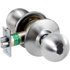 Knob Locksets; Type: Entrance; Key Type: Keyed Different; Material: Metal; Finish/Coating: Satin Stainless Steel; Compatible Door Thickness: 1-3/8" to 2"; Backset: 2.75; Lockset Grade: Grade 1