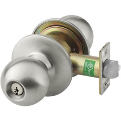 Knob Locksets; Type: Entrance; Key Type: Keyed Different; Material: Metal; Finish/Coating: Satin Stainless Steel; Compatible Door Thickness: 1-3/8" to 2"; Backset: 2.75; Lockset Grade: Grade 1