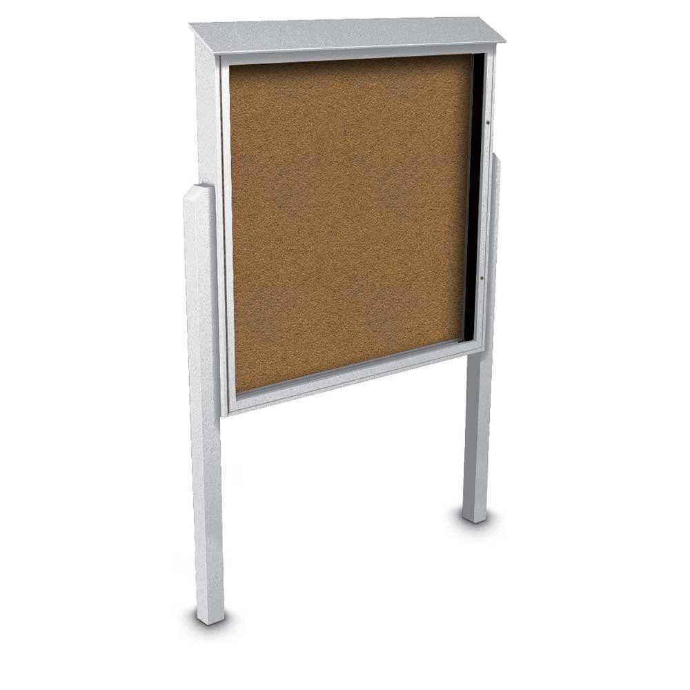 Enclosed Bulletin Board: 60" Wide, 60" High, Cork, Tan