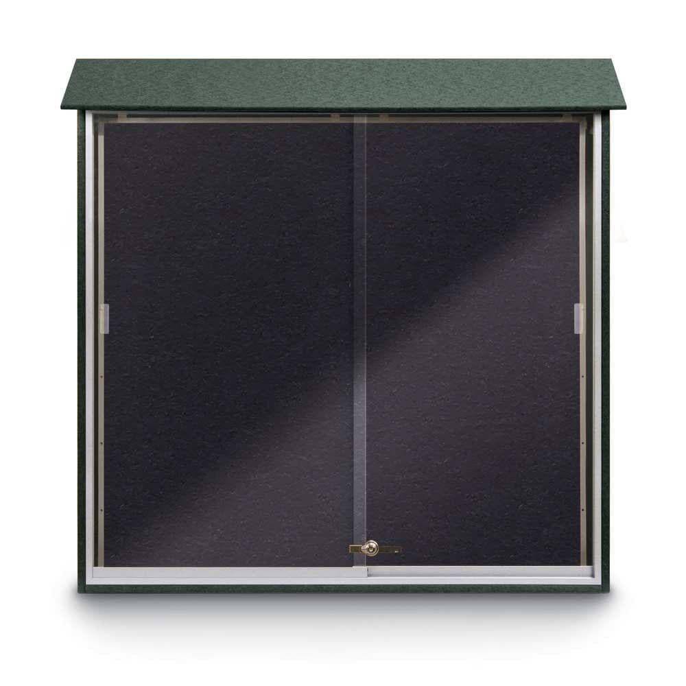 Enclosed Recycled Rubber Bulletin Board: 48" Wide, 48" High, Rubber, Black