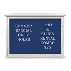 Enclosed Letter Board: 48" Wide, 36" High, Laminate, Blue