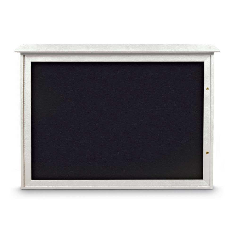 Enclosed Recycled Rubber Bulletin Board: 48" Wide, 36" High, Rubber, Black