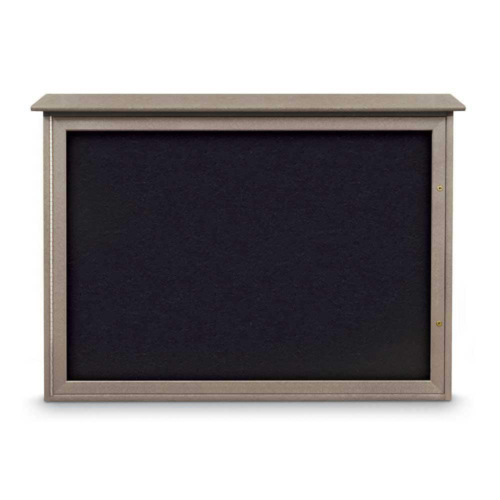 Enclosed Recycled Rubber Bulletin Board: 48" Wide, 36" High, Rubber, Black