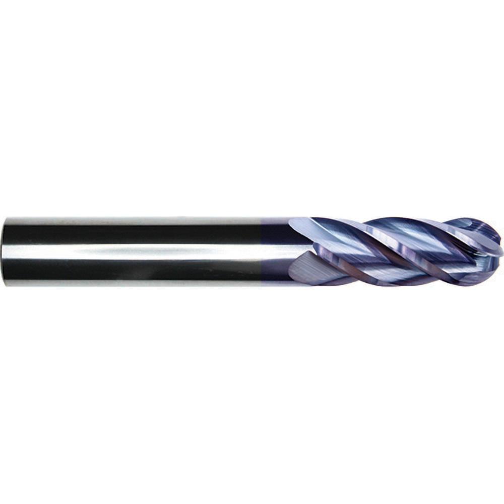 Ball End Mill: 3/16" Dia, 3/8" LOC, 4 Flute, Solid Carbide