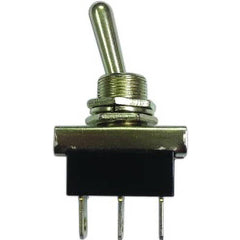 Automotive Switches; Switch Type: Starter; Number Of Connections: 2; Sequence: On-Off-On; Amperage: 25; Voltage: 12; Color: Silver; Actuator Type: Toggle