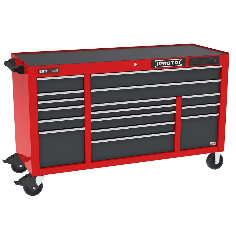 Steel Tool Roller Cabinet: 67" Wide, 41" High, 25-1/4" Deep, 16 Drawer