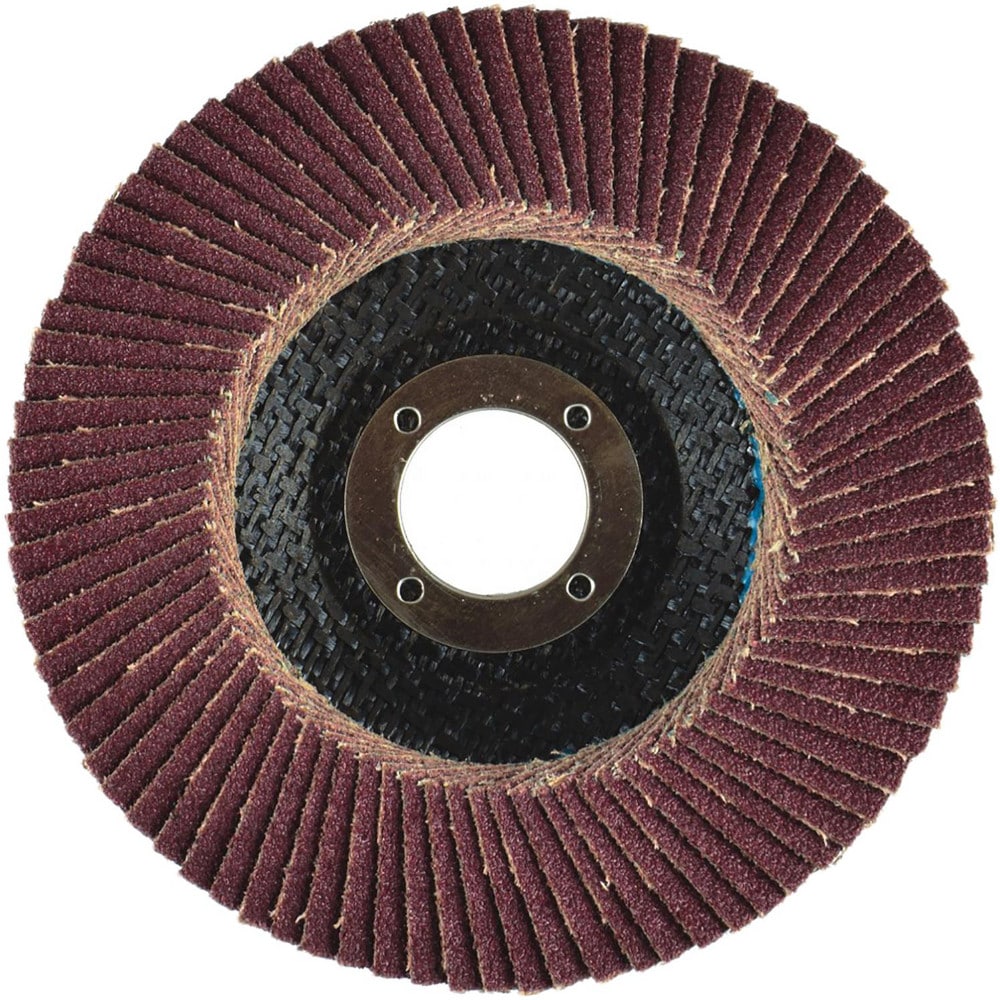 Flap Disc:  6" Dia, 7/8" Hole, 120 Grit, Aluminum Oxide, Type 27