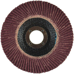 Flap Disc:  4-1/2" Dia, 5/8-11" Hole, 40 Grit, Aluminum Oxide, Type 29