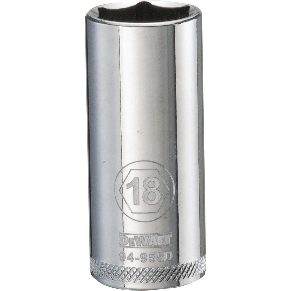 Deep  Hand Socket: 3/8" Drive, 18.00 mm Socket, 6-Point