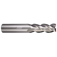 Corner Radius End Mill: 3/8" Dia, 3/4" LOC, 0.1250" Radius, 3 Flute, Solid Carbide