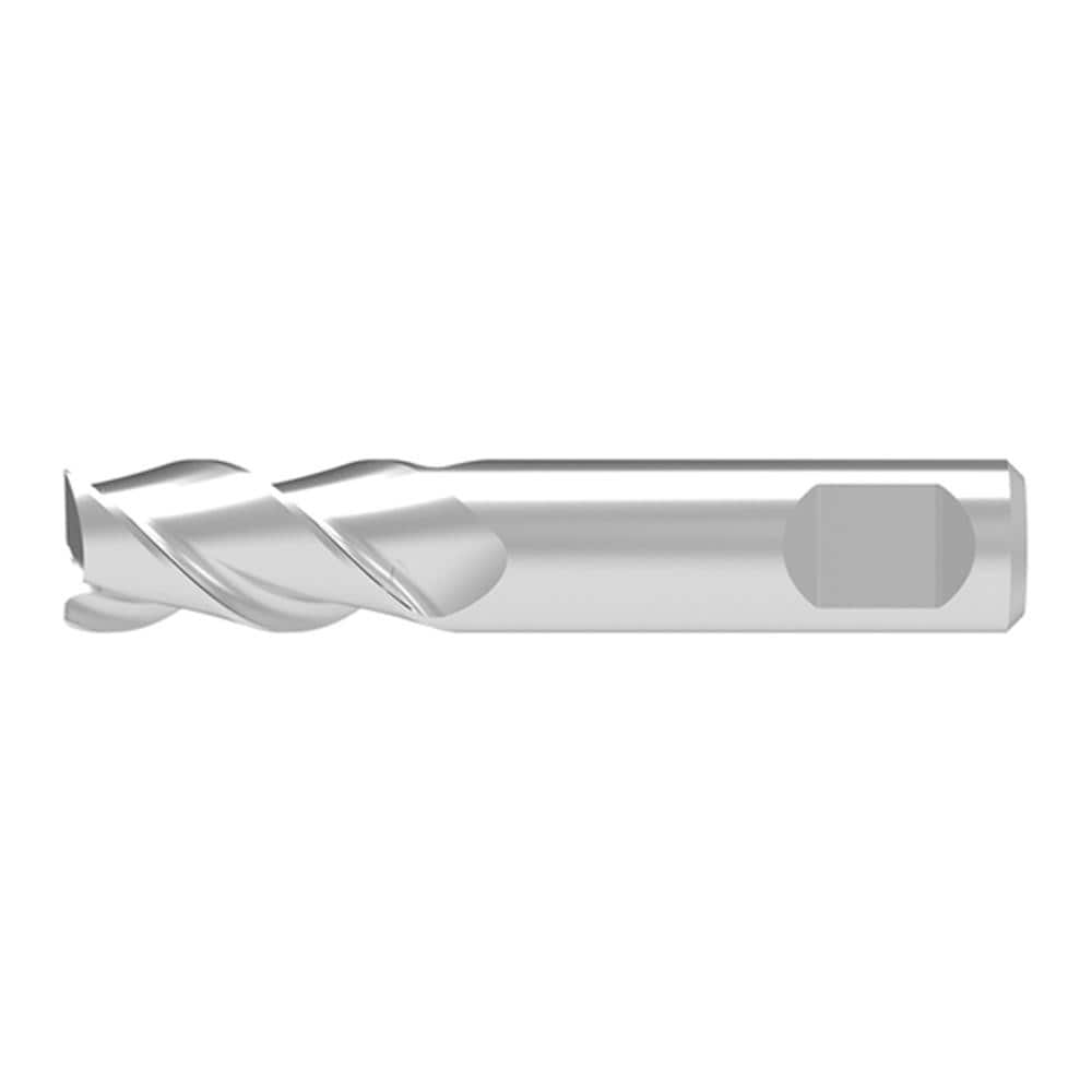 Corner Chamfer End Mill: 7.70 mm Dia, 12.00 mm LOC, 3 Flute, 0.10 mm Chamfer Width, Solid Carbide