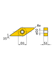 VNMG 331 standard MP3025, 0.4 mm Corner Radius, 4.76 mm Thick, 9.525 mm Inscribed Circle, Turning Indexable Insert