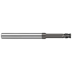 Corner Radius End Mill: 1/4" Dia, 3/8" LOC, 0.0300" Radius, 4 Flute, Solid Carbide