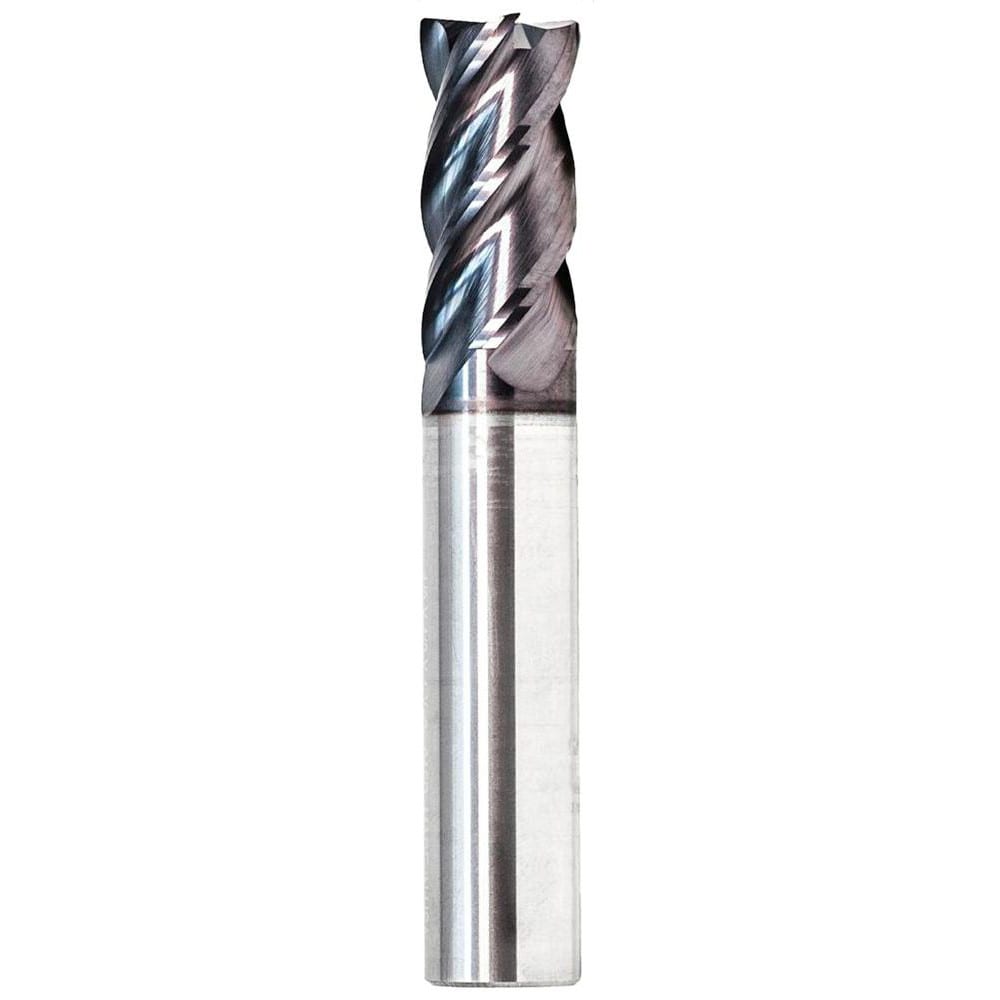 Corner Radius End Mill: 1/2" Dia, 7/16" LOC, 0.0150" Radius, 4 Flute, Solid Carbide