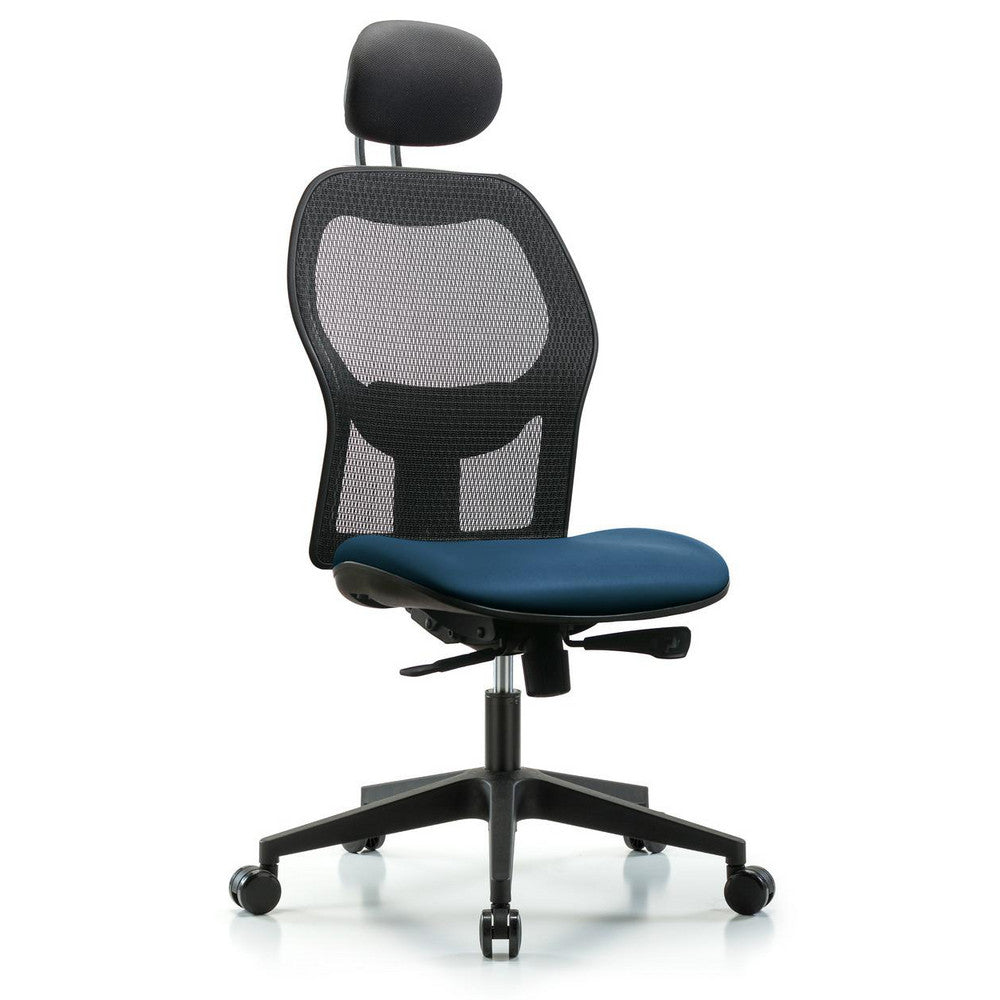 Mesh Office Task Chair: Vinyl, 23" Seat Height, Marine Blue