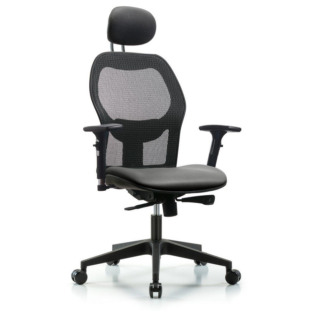 Mesh Office Task Chair: Vinyl, 23" Seat Height, Sterling