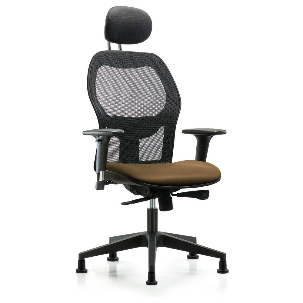 Mesh Office Task Chair: Vinyl, 23" Seat Height, Taupe