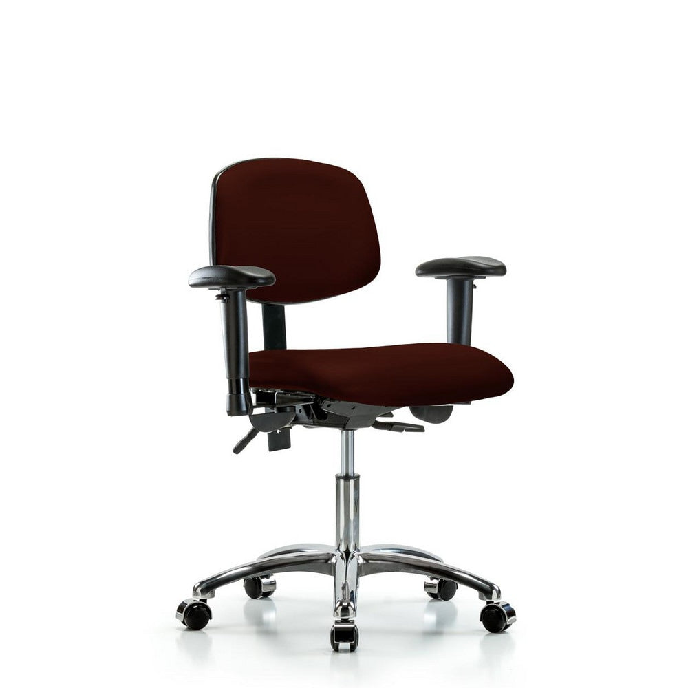 Ergonomic Multifunction Task Chair: Vinyl, 24" Seat Height, Burgundy