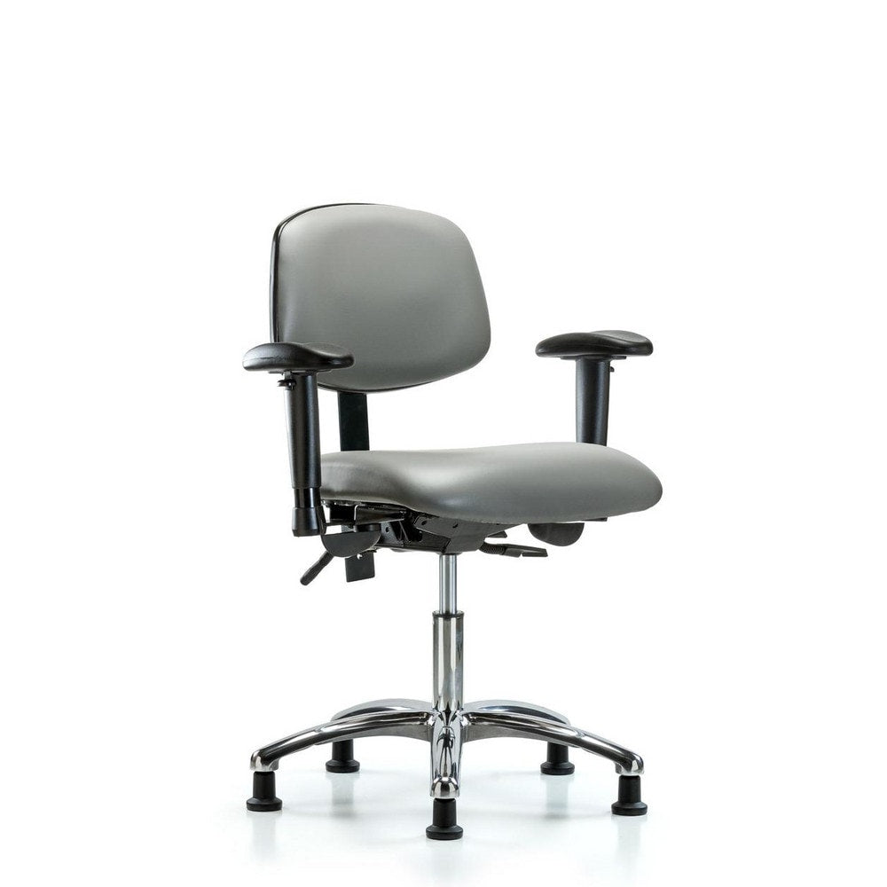 Ergonomic Multifunction Task Chair: Vinyl, 24" Seat Height, Sterling