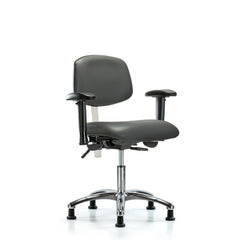 Clean Room Task Chair: Vinyl, 24" Seat Height, Carbon