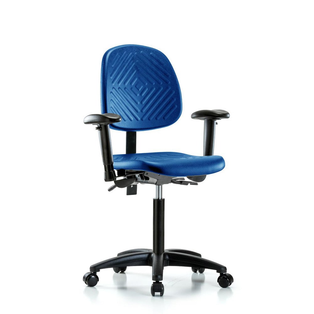 Polyurethane Task Chair: Polyurethane, 26-3/4" Seat Height, Blue