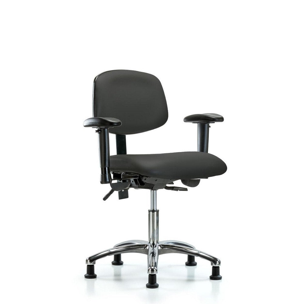 Ergonomic Multifunction Task Chair: Vinyl, 24" Seat Height, Charcoal