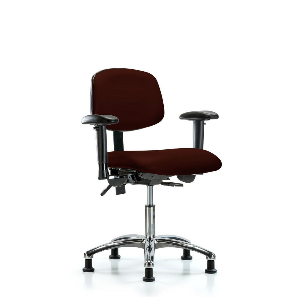 Ergonomic Multifunction Task Chair: Vinyl, 24" Seat Height, Burgundy