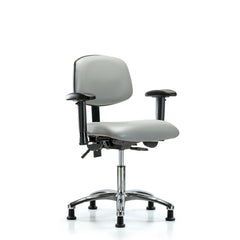 Ergonomic Multifunction Task Chair: Vinyl, 24" Seat Height, Dove Gray