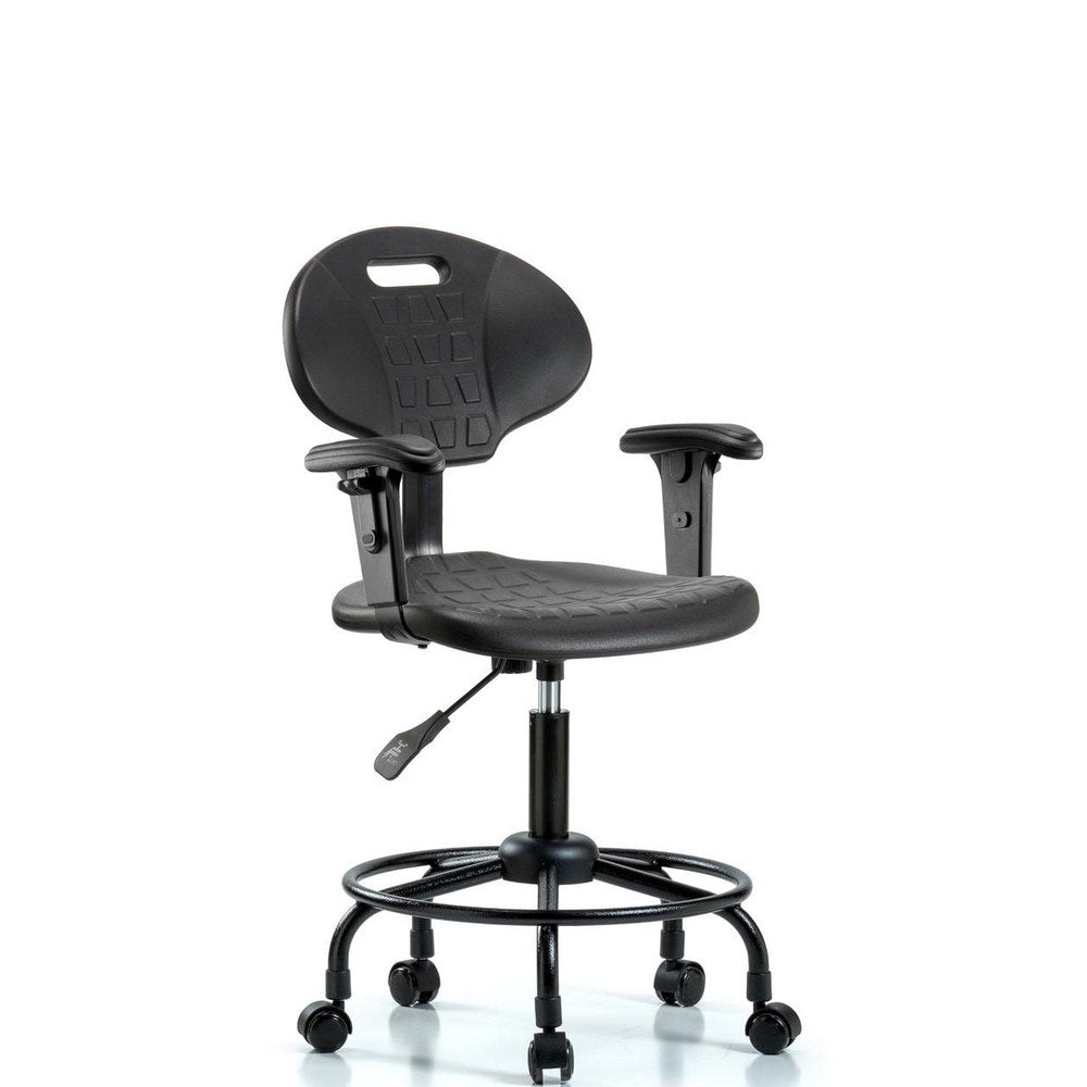 Polyurethane Task Chair: Polyurethane, 25-1/4" Seat Height, Black