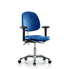 Clean Room Task Chair: Polyurethane, 22-3/4" Seat Height, Blue