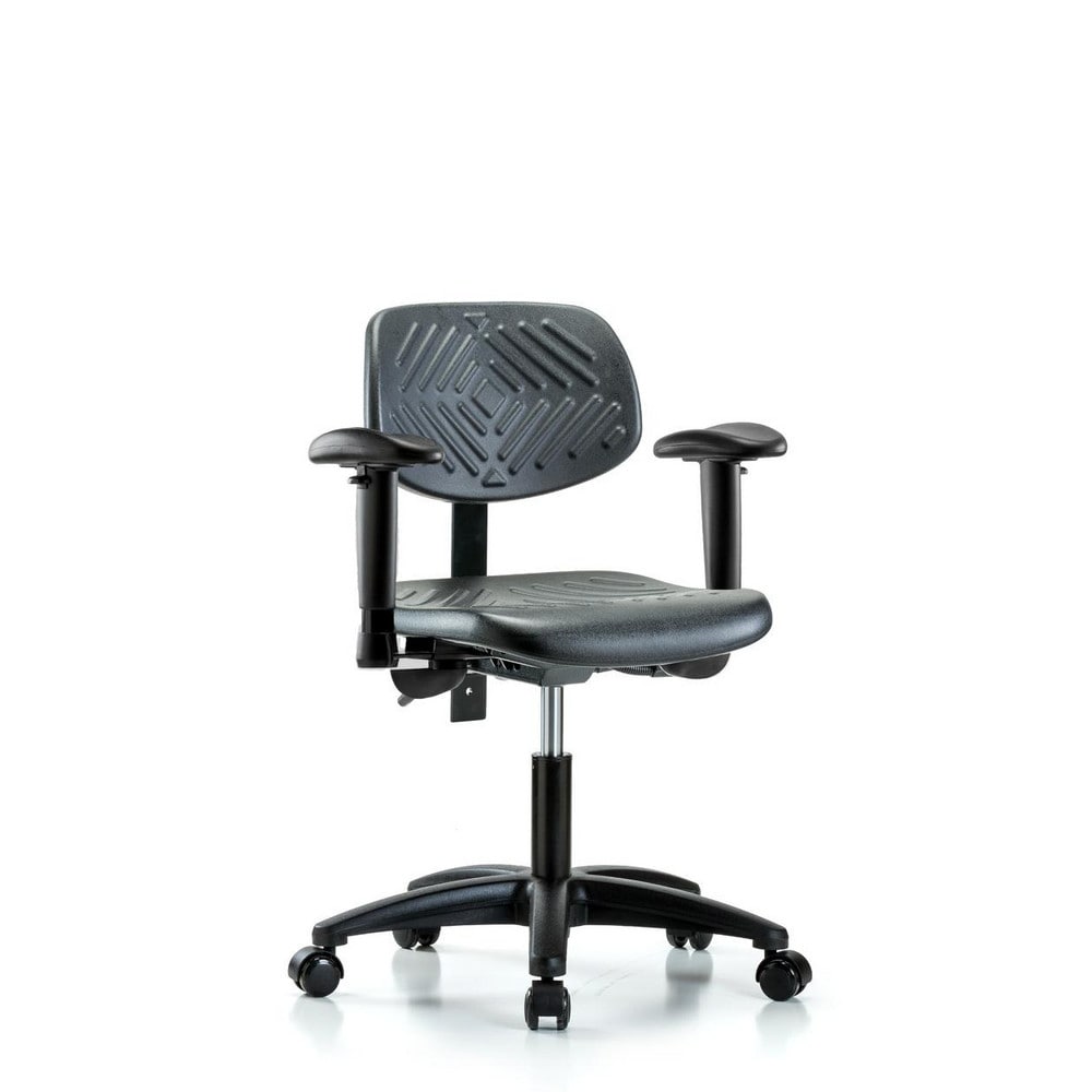 Polyurethane Task Chair: Polyurethane, 21-1/2" Seat Height, Black