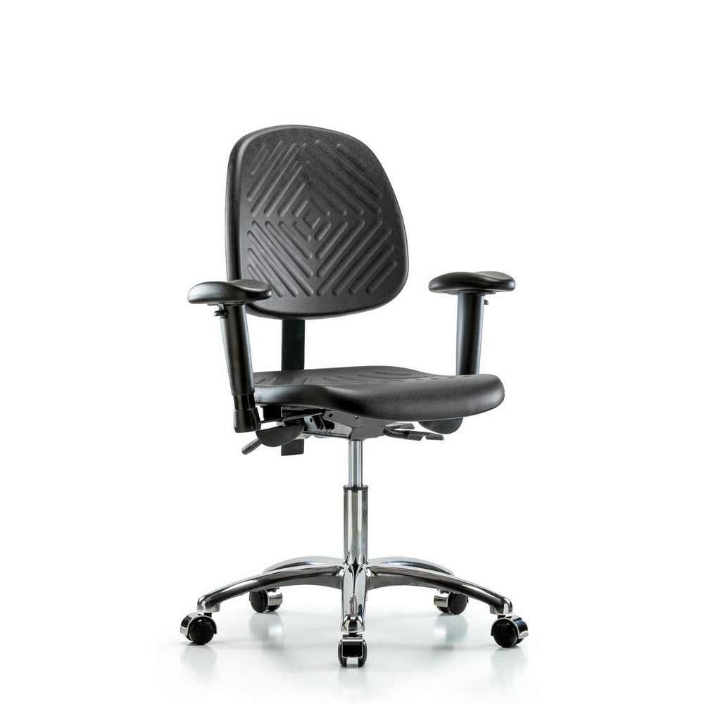 Polyurethane Task Chair: Polyurethane, 22-3/4" Seat Height, Black