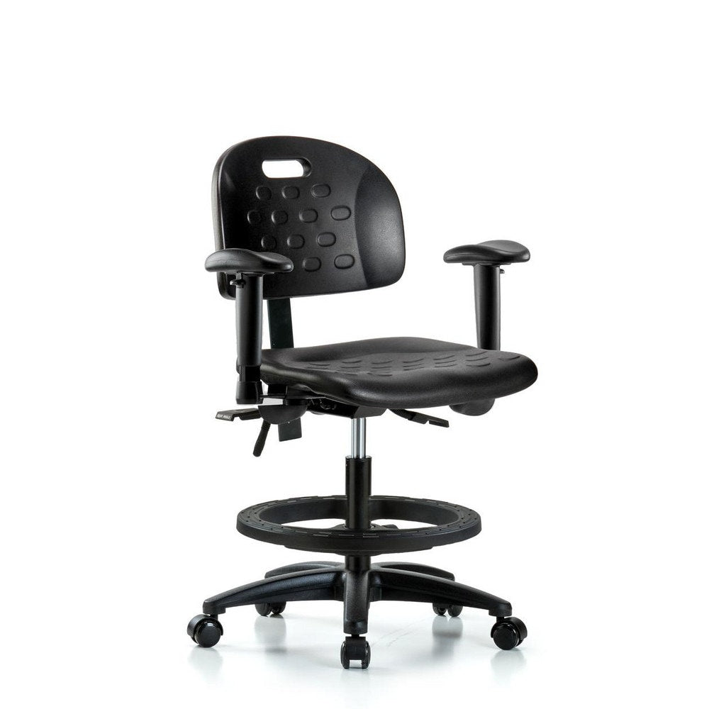 Polyurethane Task Chair: Polyurethane, 27-1/2" Seat Height, Black