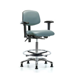 Ergonomic Multifunction Task Chair: Vinyl, 36" Seat Height, Storm