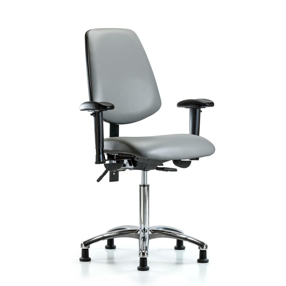 Ergonomic Multifunction Task Chair: Vinyl, 29" Seat Height, Sterling