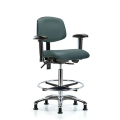 Ergonomic Multifunction Task Chair: Vinyl, 36" Seat Height, Colonial Blue