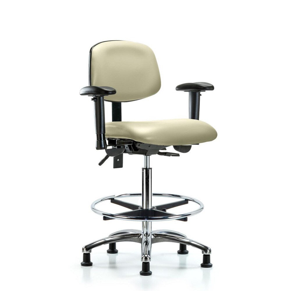 Ergonomic Multifunction Task Chair: Vinyl, 36" Seat Height, Adobe White