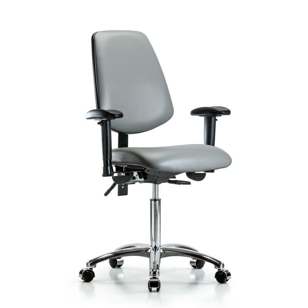 Ergonomic Multifunction Task Chair: Vinyl, 29" Seat Height, Sterling