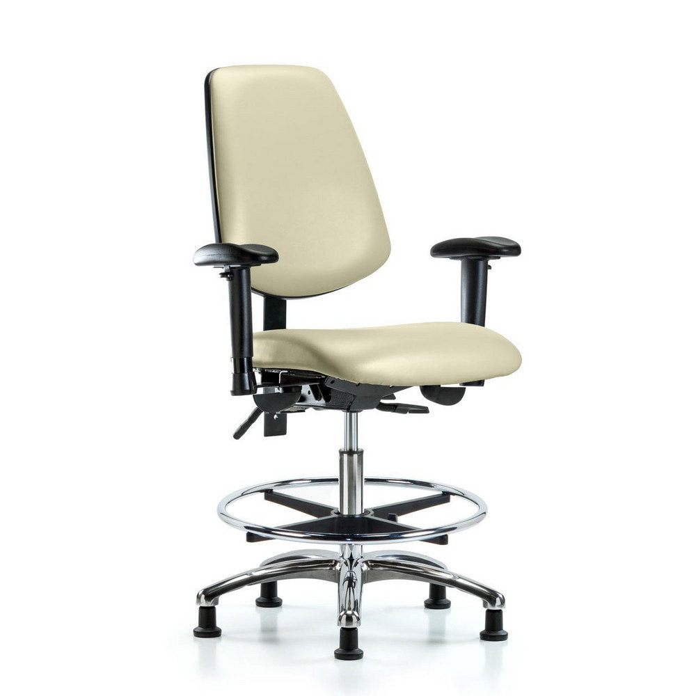 Ergonomic Multifunction Task Chair: Vinyl, 29" Seat Height, Adobe White