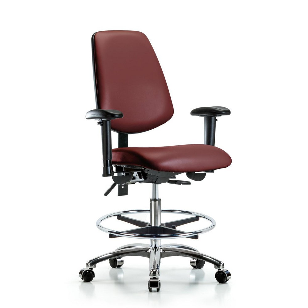 Ergonomic Multifunction Task Chair: Vinyl, 29" Seat Height, Borscht