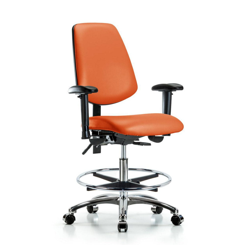 Ergonomic Multifunction Task Chair: Vinyl, 29" Seat Height, Orange Kist