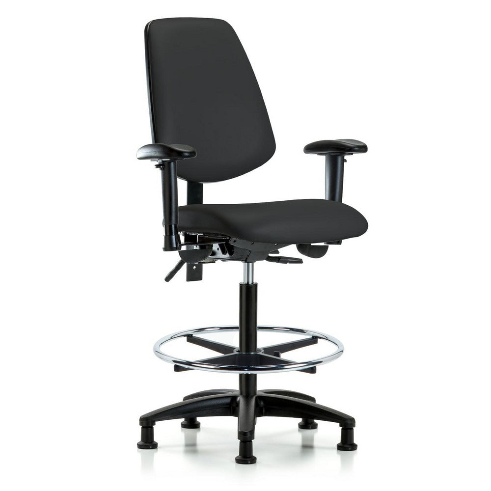 Ergonomic Multifunction Task Chair: Vinyl, 37" Seat Height, Black