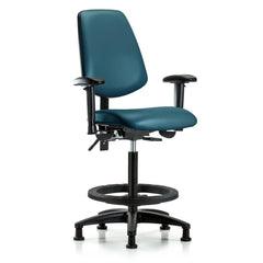 Ergonomic Multifunction Task Chair: Vinyl, 37" Seat Height, Marine Blue