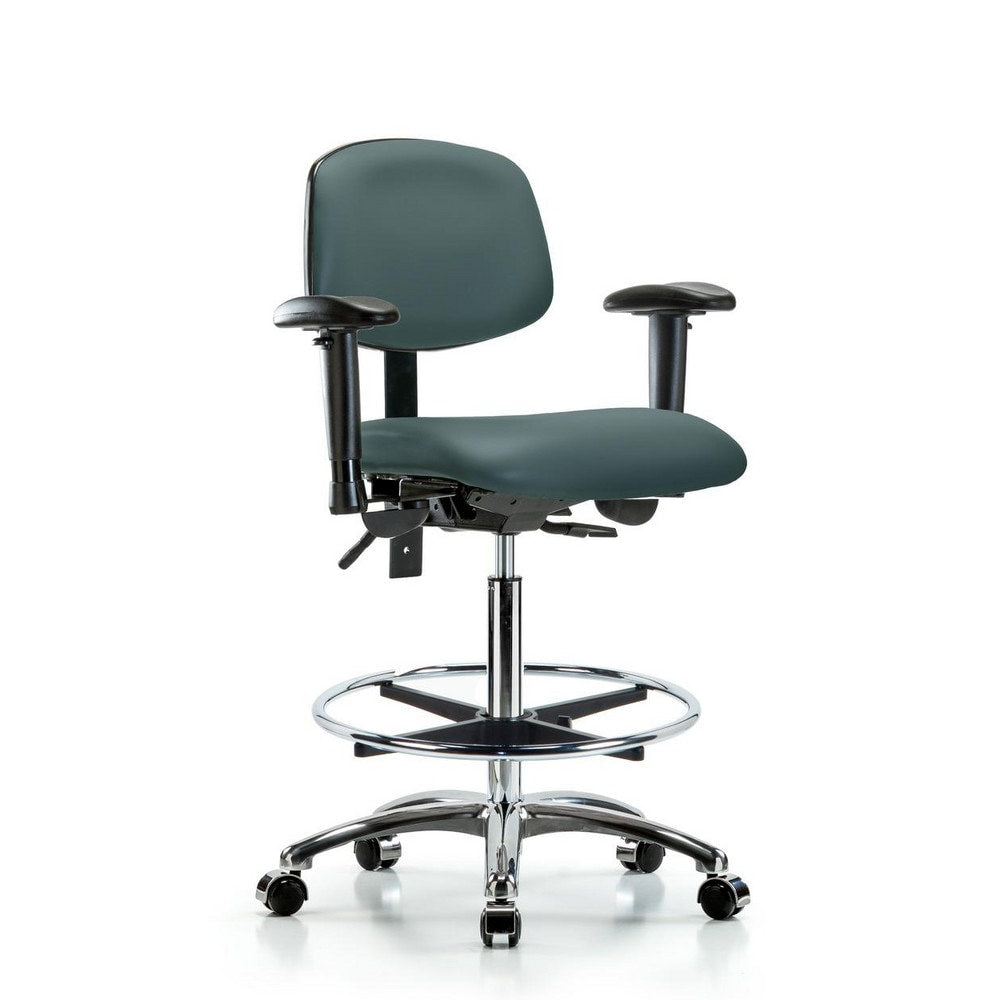 Ergonomic Multifunction Task Chair: Vinyl, 36" Seat Height, Colonial Blue