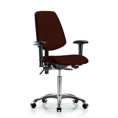 Ergonomic Multifunction Task Chair: Vinyl, 29" Seat Height, Burgundy