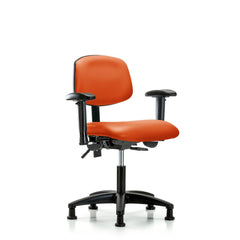 Ergonomic Multifunction Task Chair: Vinyl, 23" Seat Height, Orange Kist