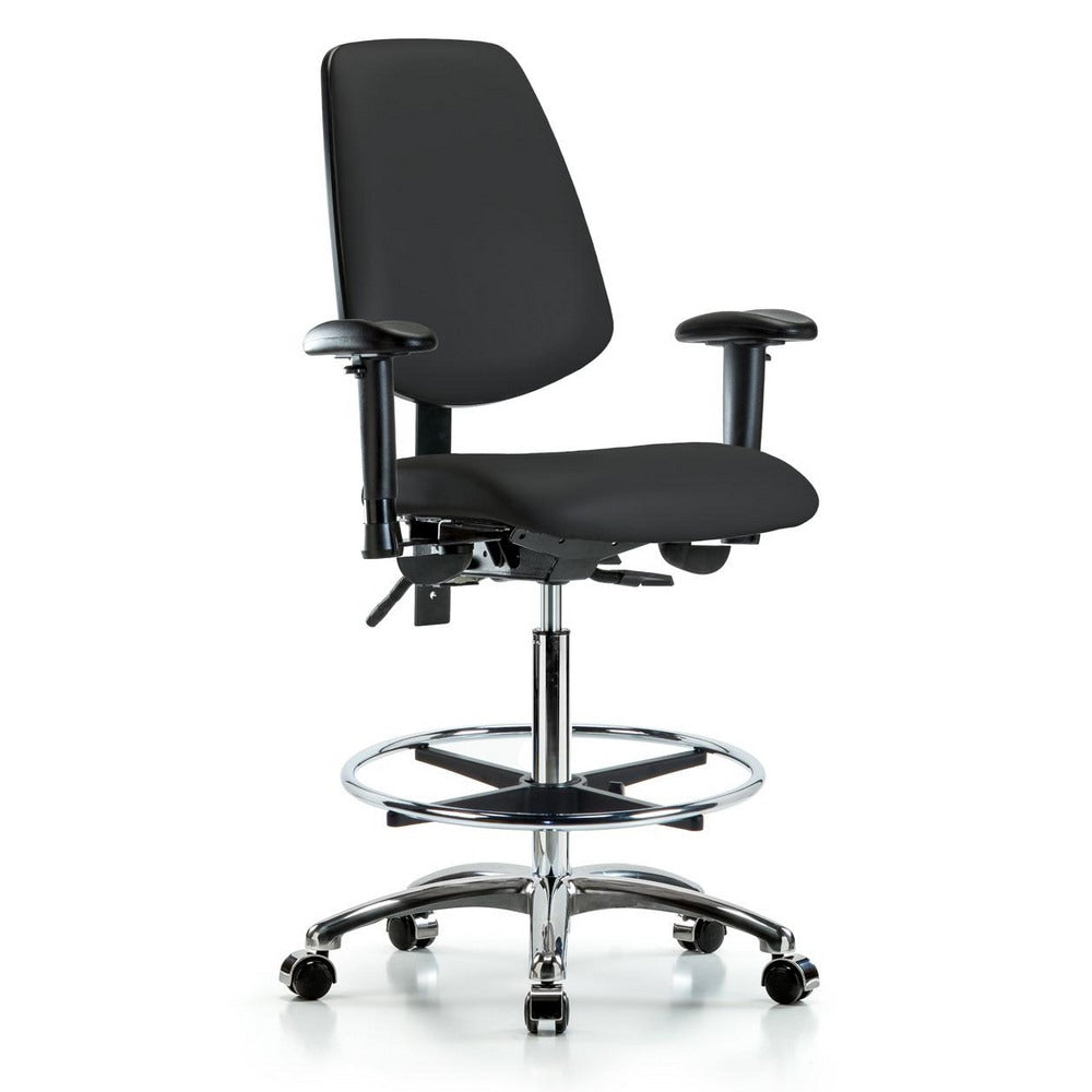 Ergonomic Multifunction Task Chair: Vinyl, 36" Seat Height, Black